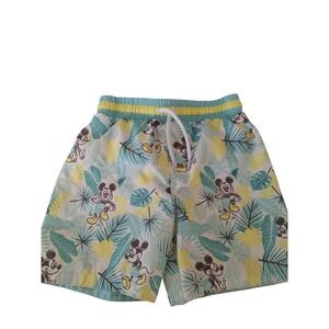 Disney Mickey Mouse  Print Swim Trunks Boys Size 4T Elastic Waist Drawstring